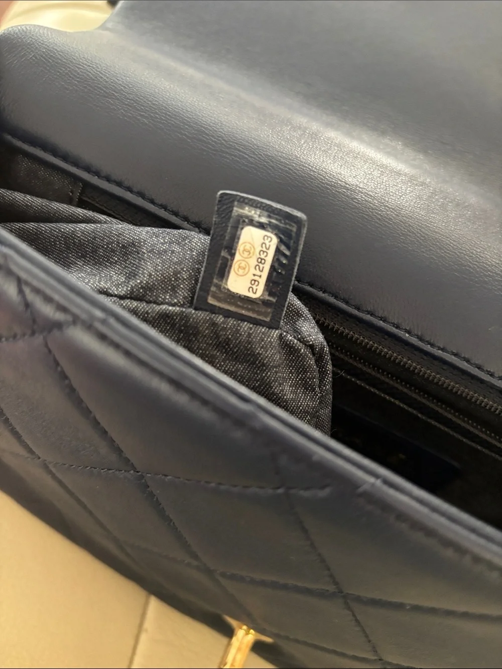 CHANEL Navy Quilted Shoulder Bag with Gold Hardware